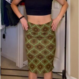 Green and Brown Patterned Skirt